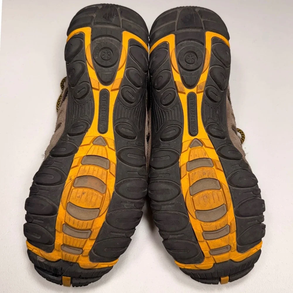 Merrell Mens Boulder Old Gold Hiking Shoes Waterproof Trail Sneakers Size 8.5